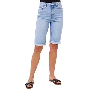 Roman Originals Denim Shorts for Women UK - Ladies Knee Length Stretch Jean Cropped Jeggings Turn Up Hem Cut Off Summer High Waisted Smart Fitted Lightweight Casual Holiday - Light Denim - Size 14