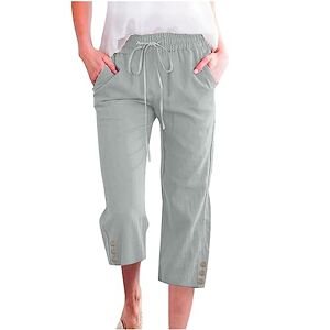Générique Women 3/4 Pants Beach Pants Fashion Breathable Pants Summer Vintage Yoga Pants Female High Waist Casual Pants Comfortable Pants Casual Pants Trousers with Pockets 2024, One, XXL