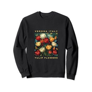 Countries, Cities, And Blooming Flowers Verona Italy - Vintage Floral Graphic Tulip Flowers Sweatshirt