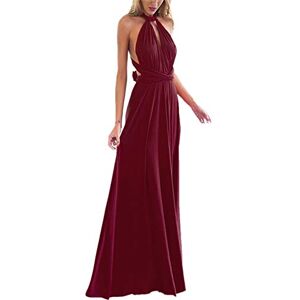 Womens Bridesmaid Elegant Convertible Transformer Infinity Multi Way Wrap Solid Color Cocktail Dress Off Shoulder V Neck Bandage Long Maxi Dress XS Burgundy 6