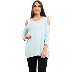 Candid Styles Womens Ladies Cut Out Cold Shoulder Batwing Long Top Tunic Loose Baggy Oversize, XL 16-18 Plus Size, Mint Green