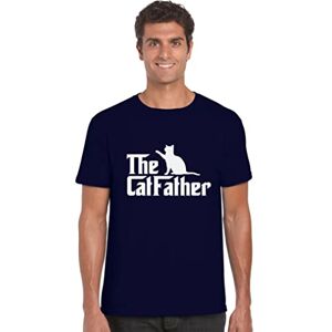 Crazy Tees The Catfather Tee T-Shirt Funny Unisex Parody T Shirt Top Navy Blue