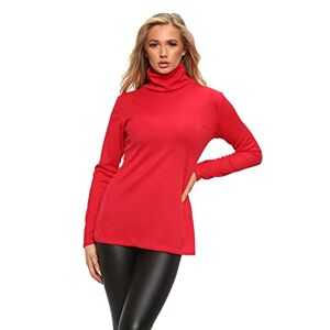 Purple Hanger Womens Polo Neck Turtle High Roll Neck Plain Ribbed Long Sleeve Ladies Casual Stretch T-Shirt Basic Pullover Jumper Warm Winter Wear Slim Fit Top Plus Size 8-26 (24-26, Red)
