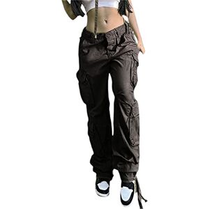 FeMereina Women Low Waist Cargo Pants Straight Wide Leg Trousers Flare Palazzo Pants Loose Baggy Sweatpants Joggers 90s Vintage Streetwear