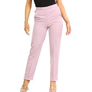 INSAFIANS Ladies Half Elasticated Summer Trousers 3 Leg Length Flexible Stretchy Comfortable Formal Pants (as8, Numeric, Numeric_18, Regular, Long, Blush Pink)