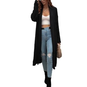 WLLDDDIU Women's long cardigans ElegantOpen Front Ribbed knit cardigan loose soft crochet hollow out kimono Cardigan casual Transition Jacket Coat Outwear Spring Autumn Cover Up,Bl