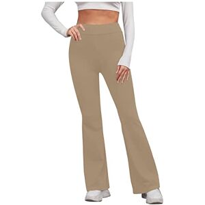 Amhomely Womens Pants Sale Clearance AMhomely Trousers UK Long Flared Pants Work Office Bell Bottom Trousers 's Slim High Elastic Waist Solid Color Sports Yoga Flare Pants , 01 Khaki, XXL