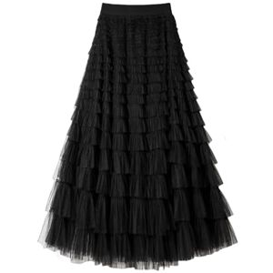 GerRit Skirt Women’s Multilayer Ruffles Tulle Skirt Pleated High Waist Fairy Cake Dress Party Skirt-color 5-l (skirt Length 95cm)