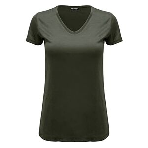 Star Fashion Global Ltd Womens Ladies Casual Cap Sleeve Plain V Neck Basic Stretchy Baggy Jersey T Shirt (Khaki, 20-22)