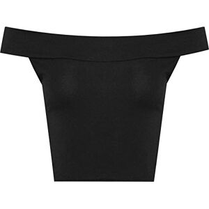 EMRE FASHION&#174; Women's Plain Off Shoulder Crop Top - Ladies Open Cowl Neck Summer Casual Crop Bandeau Top (Black, 8-10)