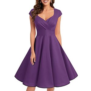 Bbonlinedress Women's 50s 60s A Line Rockabilly Dress Cap Sleeve Vintage Swing Party Dress Purple 3XL