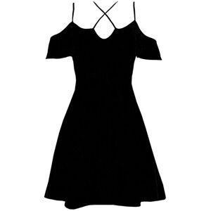 Be Jealous Womens Cold Shoulder Strappy Flared Swing Dress Black S/M (UK 8/10)