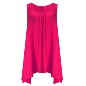 Candid Styles Ladies Summer Tops Womens Sleeveless Hanky Hem Vest Top Tunic Ladies Blouse Loose Fit Flared Swing Dress Plus Size 16-18 Cerise