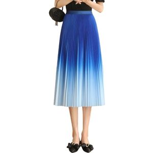 GerRit Skirt Summer A Line Office Tulle Skirt Women Streetwear Elastic High Waist Mesh Pleated Skirts-blue-l