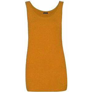 Shopygirls Womens Scoop Neck Sleeveless Ladies Long Stretch Plain Vest Strappy T-Shirt Top (12, Mustard)