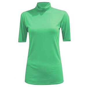 Hamishkne Ladies Roll Polo Neck Short Sleeve T-Shirt Stretchy Slim Casual Jersey Basic Plain Tops Jade Green