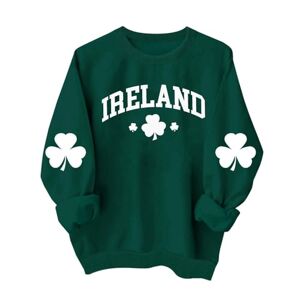 2024 St.Patrick'S Day T Shirt Big Deals luoluoluo Womens Shamrock Sweatshirt UK Clearance ST. Patrick's Day Jumper Long Sleeve Crewneck Pullover Sweaters Green Tops Ireland Shirts Blouse St Paddys Day Baggy T-Shirt Casual Slim Fit