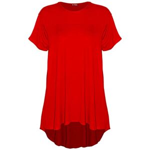 Fashion Star Womens Oversized Short Sleeve Hi Lo Baggy Dip Hem T Shirt Top Swing Dress T Shirt Red Plus Size (UK 24/26)