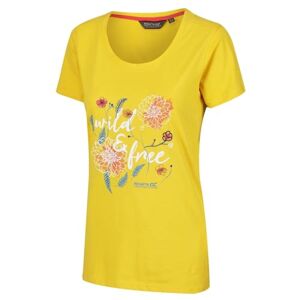Regatta Women Filandra IV' Coolweave Cotton Graphic Print Short Sleeve T-Shirts/Polos/Vests - Yellow Sulphur, Size 12