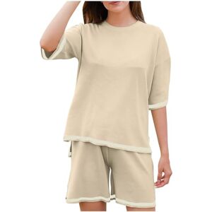 Co Ord Sets For Women 0319c12 Womens Knitted Tracksuit 2 Piece Sets Shorts Ladies Leisure Suits Uk Cord Sets Womens Uk Womens 2 Piece Lounge Set Crewneck Short Sleeve Pullover Tops & Comfy Shorts Tracksuit Womens Lounge Set