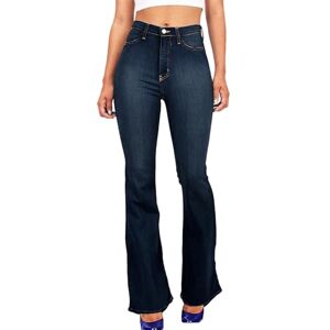 Generic Amazon Women Jier Jeans Deals JIER Blue Wide Legs Flared Jeans for Women UK High Waisted Bell Bottom Jean Classic Stretchy Boot Cut Denim Pants with Pockets Blue, Large
