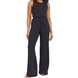 HIDRUO Air Essentials Jumpsuit, Women Sleeveless Scoopneck Summer Casual Elastic Waist Wide Leg Pant Jumpsuits Rompers (Navy, L)