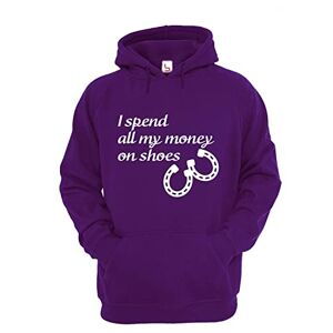beyondsome Womens Horse Riding Hoodie Equestrian Fun Ladies Hoody Sweatshirt Gift, Purple/White Print, L