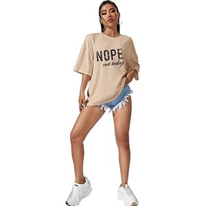 Fashionwise Womens Short Sleeve 90'S Baby Slogan Print T-Shirt Ladies Oversized Baggy Top (as8, Numeric, Numeric_16, Regular, Regular, Not Today Beige)