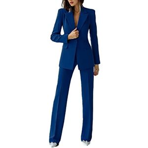 Women Suit 2 Pieces Business Pant Suit Sets Formal Office Lady Outfits Peak Lapel Women's Suiting for Work Professional Navy Blue