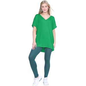 Hamishkane&#174; Turn Up Short Sleeve Baggy Fit Oversized t Shirts for Womens, V Neck Tops for Women UK, Batwing Turn Up Sleeve Ladies Tops Size 8-26 UK Green