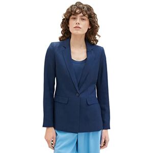 Tom Tailor Gmbh TOM TAILOR Women's 1036746 Linen Basic Blazer, 11758 Midnight Sail, 12