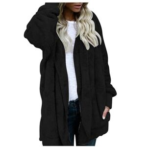 Blanket Hoodie Halloween Women's Winter Solid Color Plush Warm Cardigan Mid-Length Double-Sided Jacket Loose Outercoat With Pocket Plus Size Chunky Coat