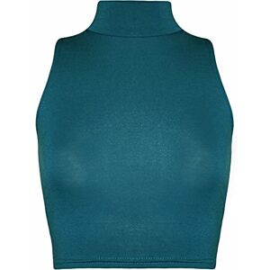 Star Fashion Global Ltd Womens Ladies Sleeveless Polo Turtle Neck Stretch Crop Vest Top 8-14 (Teal, 12-14)