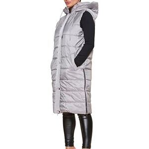 Be Jealous Fashion Star Womens Hooded Quilted Jacket Zip Up Padded Winter Warm Long Coat Puffer Outwear Parka Grey Large (UK 12)