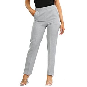 INSAFIANS Ladies Half Elasticated Summer Trousers 3 Leg Length Flexible Stretchy Comfortable Formal Pants (as8, Numeric, Numeric_18, Regular, Extra_Long, Silver)