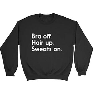 Shopagift Womens Bra Off. Hair Up. Sweats on. Sweatshirt Black