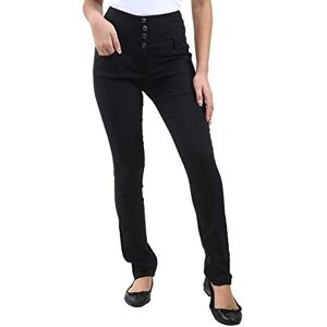 Msm Ladies Womens Girls Plain Super Stretchy High Waist Slim Fit 4 Button Bengaline Work School Formal Casual Trousers Smart Comfy Comfortable Pants (Sizes: 6, 8, 10, 12, 14 & 16) (10) Black