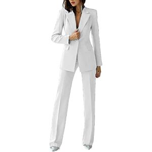 Women Suit 2 Pieces Business Pant Suit Sets Formal Office Lady Outfits Peak Lapel Women's Suiting for Work Professional White