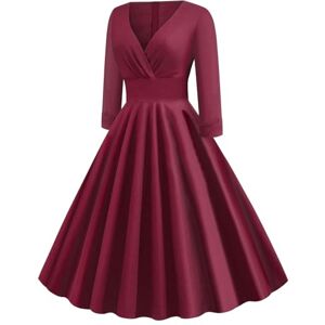 Casual Dresses Women's Plain Vintage V-Neck Long Sleeve Festive Dress Large Pendulum Women's Elegant Evening Dress A-line High Waist Party Dress Cocktail Dress Winter Dress, red, XL