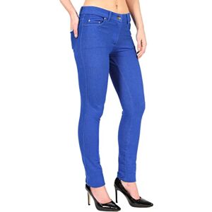 Fashion Star Womens Plain Zip Pockets Skinny Denim Jeggings Royal Blue Plus Size UK 24