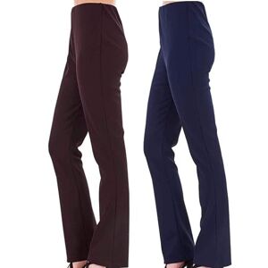VR7 Ladies (Pack of 2) Stretch Bootleg Trousers Ribbed Women Bootcut Elasticated Waist Pants Work WEAR Pull ON Bottoms Plus Sizes 8-26