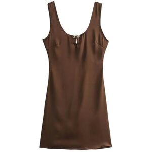 Generic Ladies Silk Lingerie Dress-Brown-L