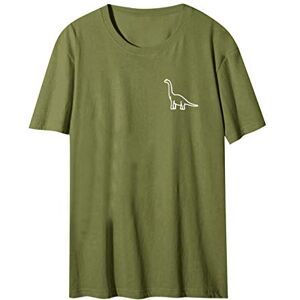 Cute Tops for Women, T Shirts for Women UK Funny, Womens Crew Neck Sweatshirts UK, UK Sale Women New Dinosaur Graphic Shirt Teen Girl Top Short Sleeve Blouse Dinosaur Print Army Green