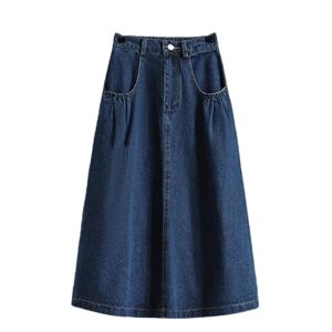 CBLdF Denim Skirt Large Size 3xl Denim Skirt Women Casual Cotton High Waist Jean Skirt Female Mid Long Washed Skirt Lady S-3xl-deep Blue-xxl