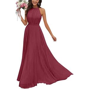 Women's Halter Bridesmaid Dresses for Wedding Long A Line Chiffon Formal Evening Gown 2023 Desert Rose UK14