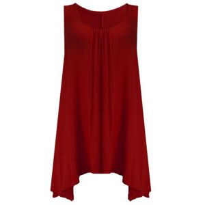 Candid Styles Ladies Summer Tops Womens Sleeveless Hanky Hem Vest Top Tunic Ladies Blouse Loose Fit Flared Swing Dress Plus Size 12-14, Wine