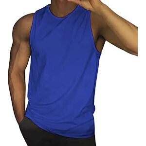 Generic Tank Top Mesh Men's Summer Plain Vest Fashion Casual Vintage Wash Sleeveless T-Shirt Vest Top Men's Undershirt with Lace, blue, XXXX-Large