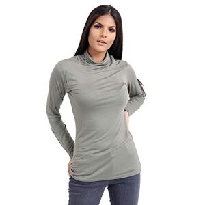 janisramone Womens Ladies Long Sleeve Turtle Polo Neck T-Shirt Slim Fit Jersey Casual Basic Plain Tee Vest Top Khaki