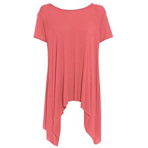 Fashion Star Womens Plain Cap Sleeve Hanky Hem Flared Top Cap Sleeve Coral Plus Size (UK 20/22)