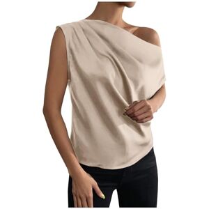 Long Sleeve T Shirts Women Blouses for Women Summer Tunic Solid Color T Shirts Formal One Shoulder Loose Fitting Blouses Party Evening Tops Work Business for Legings,001 Beige,S